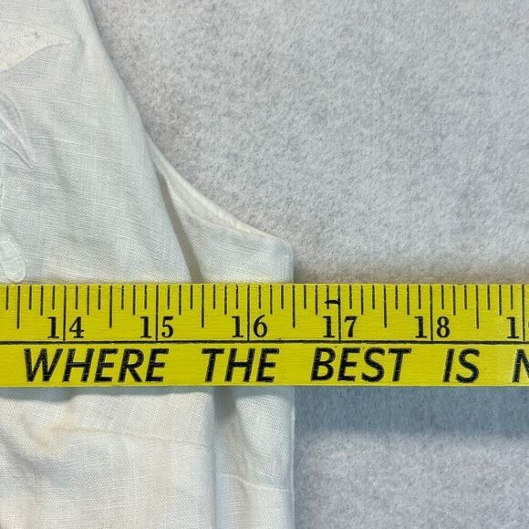 TOMMY BAHAMA Dress XS White Linen Sleeveless Embroidered Lined V-Neck Pockets - Picture 4 of 11